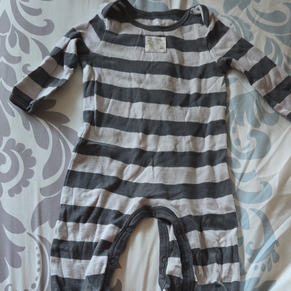 Burt's Bees Baby Gray Striped Footie